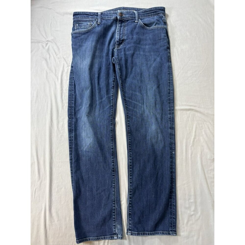 MAVI Zach Straight Leg Medium Wash Stretch Denim Blue Jeans 36x32 ACTUAL 36x30